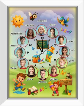 Preview: Große Uhr für viele Kinder - Abschiedsgeschenk rechteckig